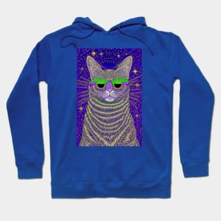 Cosmos Cat Wearing Sunglasses-Quadratic! Hoodie